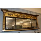 A Regency gilt and gesso triple plate over mantel mirror, of architectural form