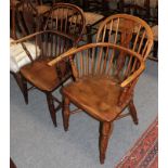 A 19th century elm Windsor armchair and another similar (2)