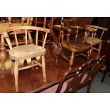 An oak captain's chair, child's example and a pair of dolls' chairs (4)