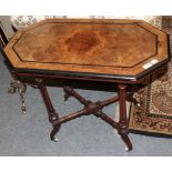 A Victorian burr walnut veneerer and ebonised occasional table