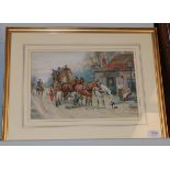 George Taylor (19th century) An impromptu re-shoeing, signed watercolour, 24cm by 36cm