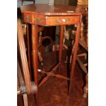 A 19th century satinwood and poly chrome painted side table with small frieze drawer