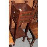 An Arts & Crafts walnut and cooper bound planter and a 19th century mahogany tripod table