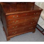 A George III mahogany and oak lined four drawer straight fronted chest of drawers