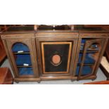 A Victorian Aesthetic movement ebonised and burr walnut crossbanded credenza, late 19th century,