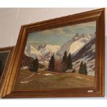 Erwin Kettemann (1897-1971) Alpine view, signed, inscribed verso, oil on canvas, 68cm by 80cm
