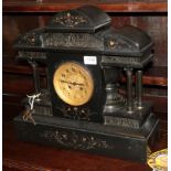 A Victorian black slate striking mantel clock, retailed by Collingwood & Sons, Paris