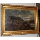 British School (19th/20th Century) Highland cattle in extensive landscape, oil on canvas, 60cm by