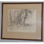 Frederick (Fred) Lawson (1888-1968) Landscape, signed, inscribed and dated 1950, pencil and