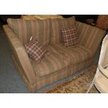 A Duresta Knole style sofa, circa 2010, upholstered in striped tweed style fabric, with drop ends,