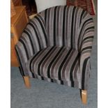 A Meridian upholstery velvet stripe tub chair