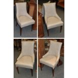 A set of five modern grey leather dining chairs labelled WYCN Wood design