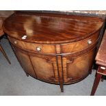 A reproduction mahogany demi-lune side cabinet
