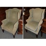 Two Georgian style wing chairs