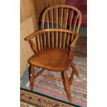 A 19th century ash spindle back armchair