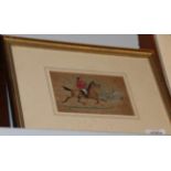 British School (19th century) Hunting scene with Sir Charles Ledgard, watercolour, 8.5cm by 14.5cm