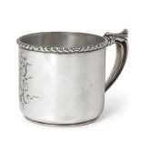 An American Silver Mug, by Gorham, Providence, Rhode Island, 1900, plain cylindrical and with