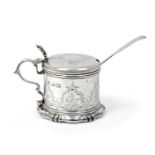 A Victorian Silver Mustard-Pot, by Charles Fox, London, 1839, drum-shaped and with spreading base,