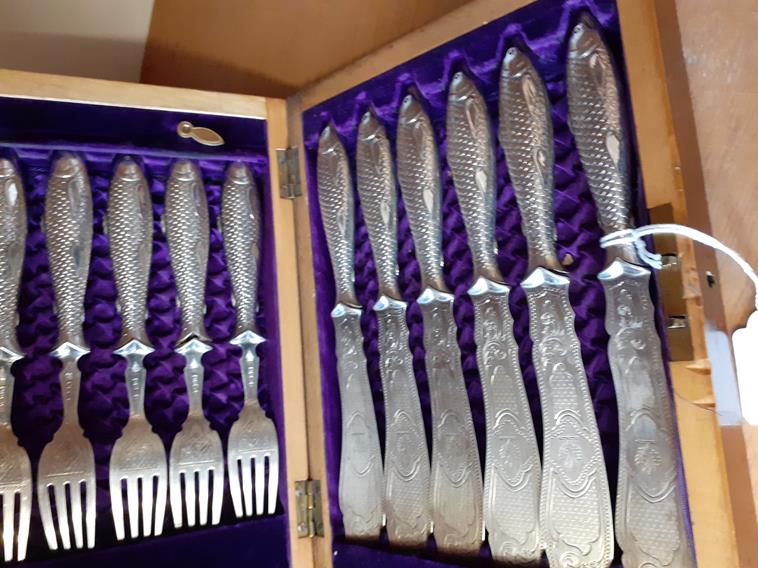 A Rare Cased Set of Victorian Silver Fish-Eaters, by Martin and Hall, Sheffield, The Knives 1867, - Image 4 of 9