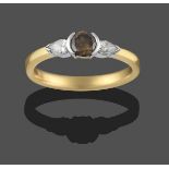 An 18 Carat Gold Diamond Solitaire Ring, the fancy cinnamon round brilliant cut diamond, to pear cut