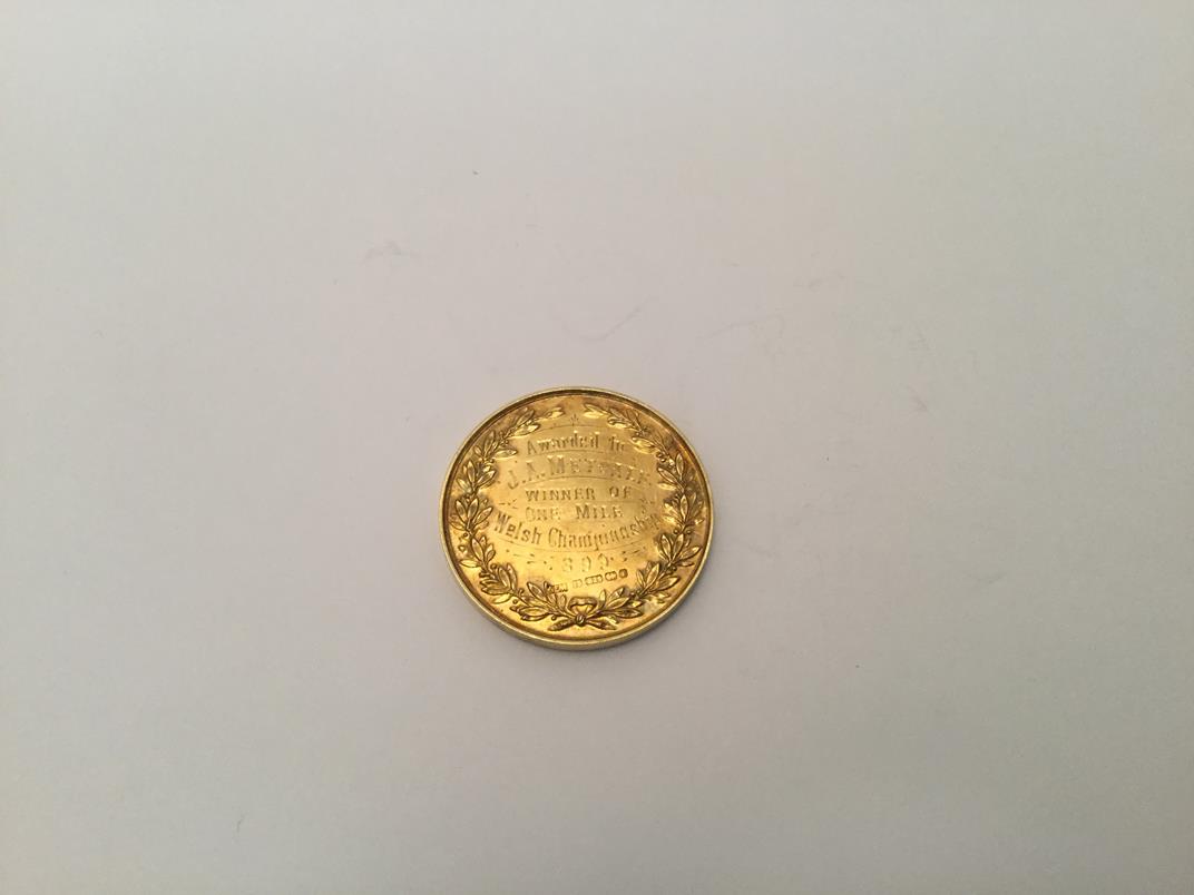 A Victorian Gold Medal, Maker's Mark JM, Possibly for Joseph Moore, Birmingham, 1899, 15ct, Supplied - Image 3 of 3