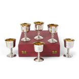 A Cased Set of Six Elizabeth II Silver Goblets, by Barker Ellis Silver Co., Birmingham, 1973,