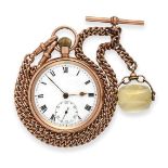 A 9 Carat Gold Open Faced Pocket Watch with a Double Albert 9 Carat Gold Chain and Fob, 1922,