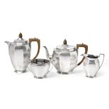 A Four-Piece George VI Silver Tea-Service, by Roberts and Belk, Sheffield, 1937, Retailed by