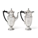 A George V Silver Coffee-Pot and Hot-Water Jug, by Mappin and Webb, Sheffield, 1925, each tapering