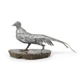 A Continental Silver Model of a Pheasant, Maker's Mark UM over C Within a Teapot, 20th Century,