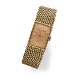 A 9 Carat Gold Rectangular Wristwatch, signed Bueche Girod, 1976, mechanical lever movement, gold