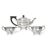 A Three-Piece George V Silver Tea-Service, by William Aitken, Birmingham, 1912, each piece