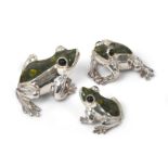 Three Enamelled Silver Models of Frogs, Probably Saturno, With English Import Marks for Mark