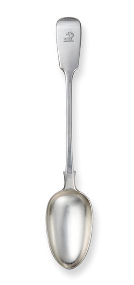 A Pair of Victorian Silver Basting-Spoons, by George Adams, London, 1859, Fiddle pattern, engraved