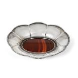 A George V Silver and Agate Dish, by Liberty and Co., Birmingham, 1922, Stamped '50112', shaped oval