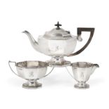 A Three-Piece George V Silver Tea-Service, by Walker and Hall, Sheffield, 1918 and 1923, each