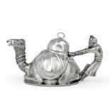 An Italian Teapot, Maker's Mark '1763MI', Late 20th Century, modelled as a seated camel, the head