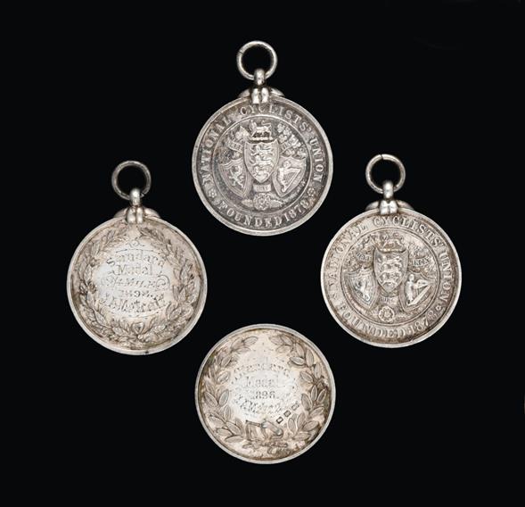 Four Victorian Silver Medals, One by J. A. Restall and Co., Birmingham, 1896, One by by Daniel