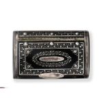 A George III or George IV Silver and Tortoiseshell Snuff-Box, Circa 1820, rounded oblong, the hinged