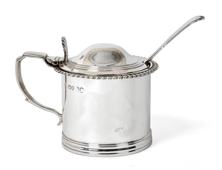 A Victorian Silver Mustard-Pot, by John and Henry Lias, London, 1840, drum-shaped and with a foliage