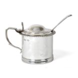 A Victorian Silver Mustard-Pot, by John and Henry Lias, London, 1840, drum-shaped and with a foliage