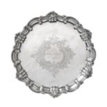 A Victorian Silver Salver, by Thomas Bradbury, London, 1892, in the George II style, shaped circular