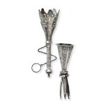 A Victorian Silver Posy-Holder and a Silvered Example, The First Maker's Mark Rubbed, Birmingham,