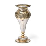 A George V Silver-Gilt Vase, Maker's Mark Rubbed, London, 1913, tapering and on spreading foot,