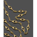 An 18 Carat Gold Fancy Link Necklace, twenty-one yellow chain linked lozenge shaped links with a