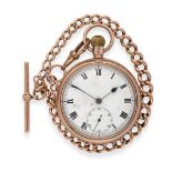 A 9 Carat Gold Open Faced Pocket Watch, 1922, lever movement, enamel dial with Roman numerals,