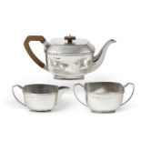 A Three-Piece Edward VIII Silver Tea-Service, by Stower and Wragg Ltd., Sheffield, 1936, each