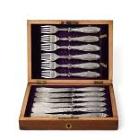 A Rare Cased Set of Victorian Silver Fish-Eaters, by Martin and Hall, Sheffield, The Knives 1867,
