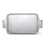 A George V Silver Tray, by Birch and Gaydon, London, 1934, plain oblong and with integral handles,