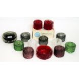 Whitefriars - Geoffrey Baxter: Eleven Textured Range Candlebases, in ruby (boxed) flint,